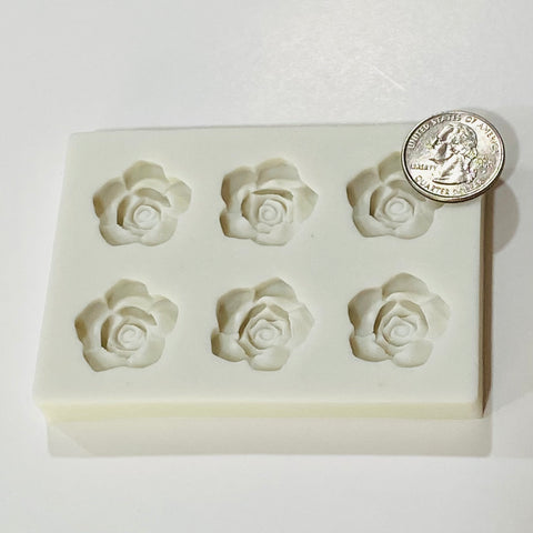 6 Cavity Open Rose Silicone Mold